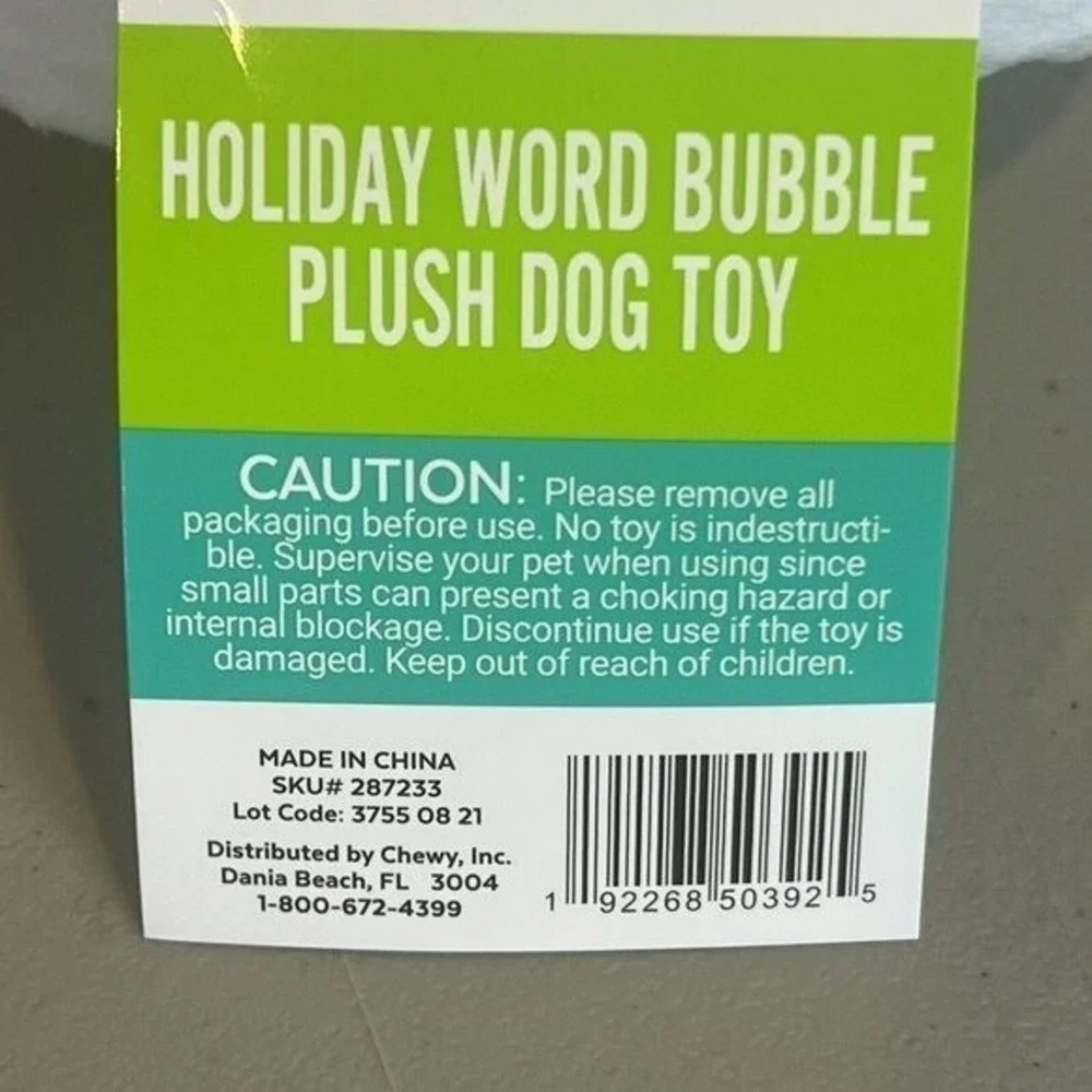 Christmas Vacation Dog Toy Plush Margo Todd Thought Bubble Why is Carpet Wet